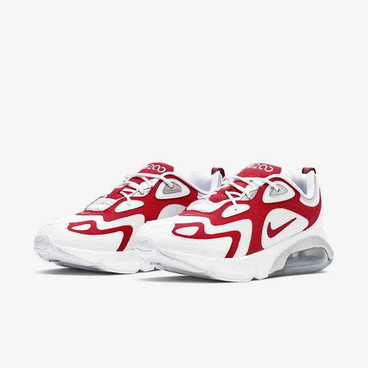 Nike Air Max 200 Spor Ayakkabı Erkek Beyaz Metal Gümüş Kırmızı | TR4257189