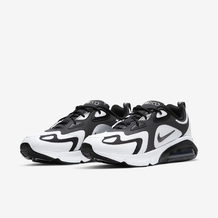 Nike Air Max 200 Spor Ayakkabı Kadın Beyaz Koyu Gri Siyah Metal Mavi Gri | TR4257012