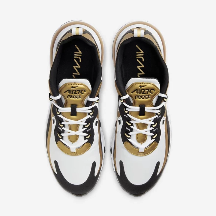 Nike Air Max 270 Spor Ayakkabı Erkek Beyaz Siyah Metal Altın | TR4258135
