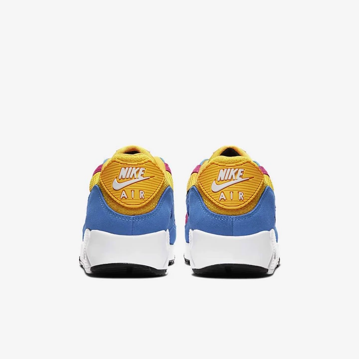 Nike Air Max 90 Spor Ayakkabı Erkek Altın Mavi Beyaz Siyah | TR4257391