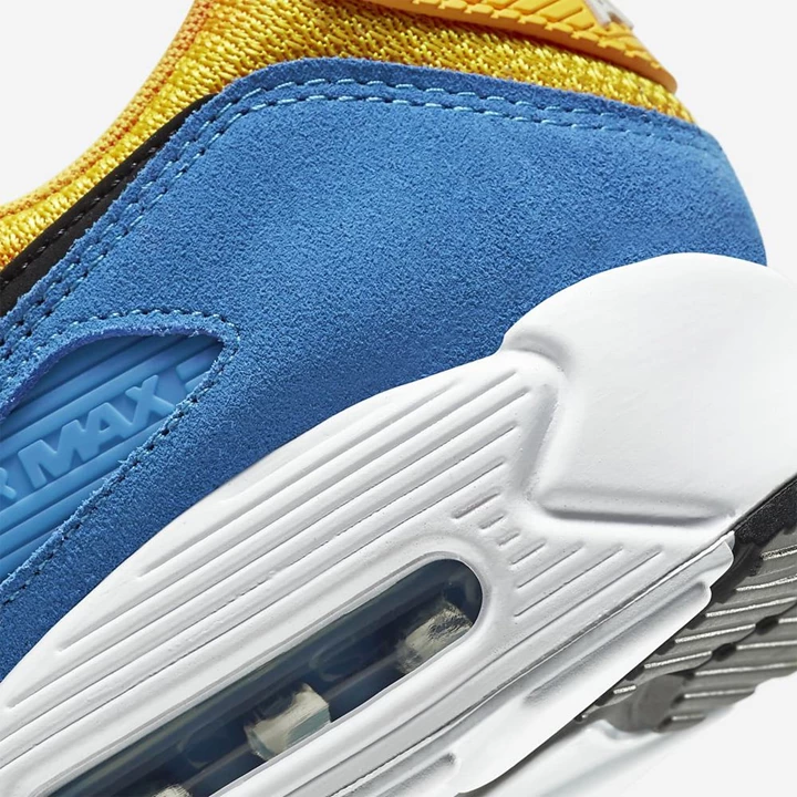 Nike Air Max 90 Spor Ayakkabı Erkek Altın Mavi Beyaz Siyah | TR4257391