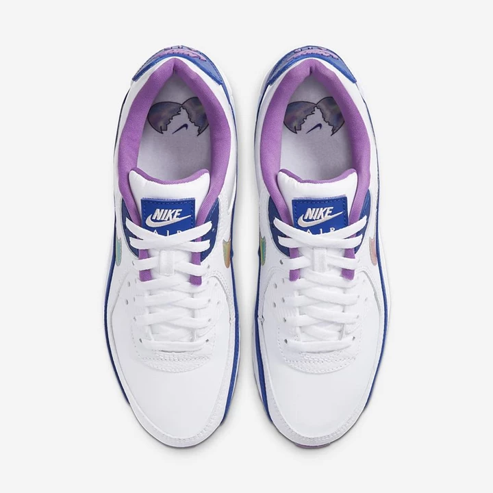 Nike Air Max 90 Spor Ayakkabı Erkek Beyaz Mercan Mavi Renkli | TR4259116