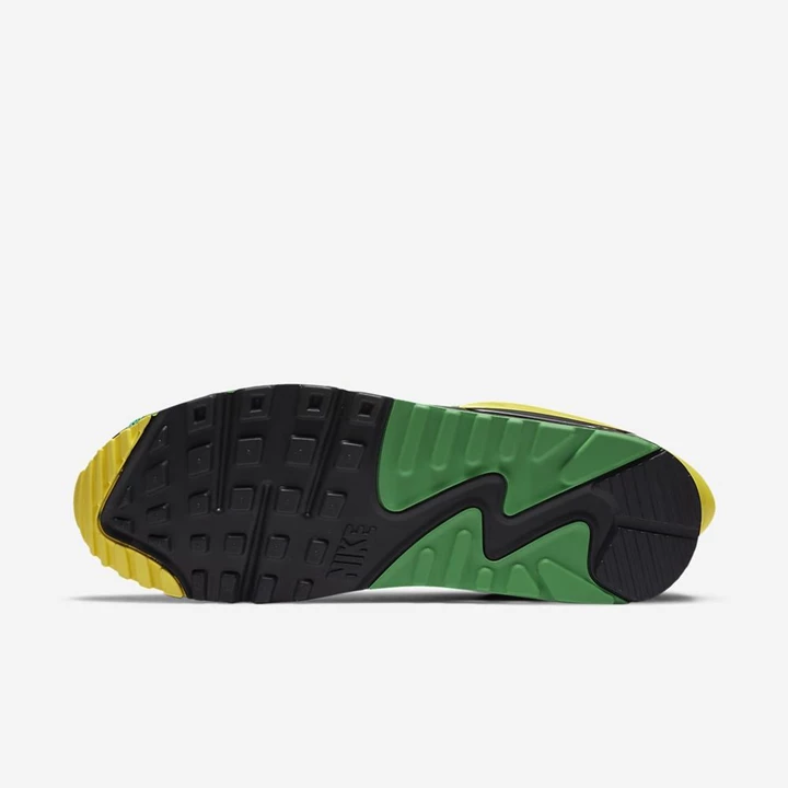 Nike Air Max 90 Spor Ayakkabı Erkek Siyah Yeşil Siyah Sarı | TR4256921
