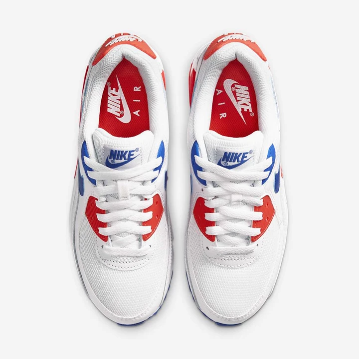 Nike Air Max 90 Tenis Ayakkabısı Kadın Beyaz Kırmızı Mavi | TR4257480