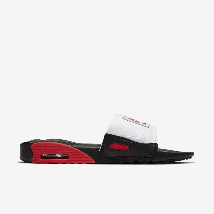 Nike Air Max 90 Terlik Erkek Siyah Kırmızı Beyaz | TR4256452