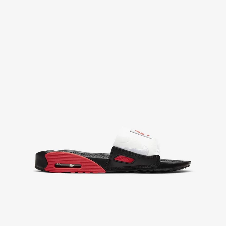 Nike Air Max 90 Terlik Kadın Siyah Kırmızı Beyaz | TR4257163
