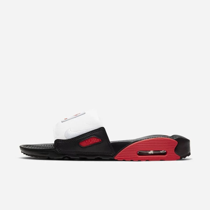 Nike Air Max 90 Terlik Kadın Siyah Kırmızı Beyaz | TR4257163