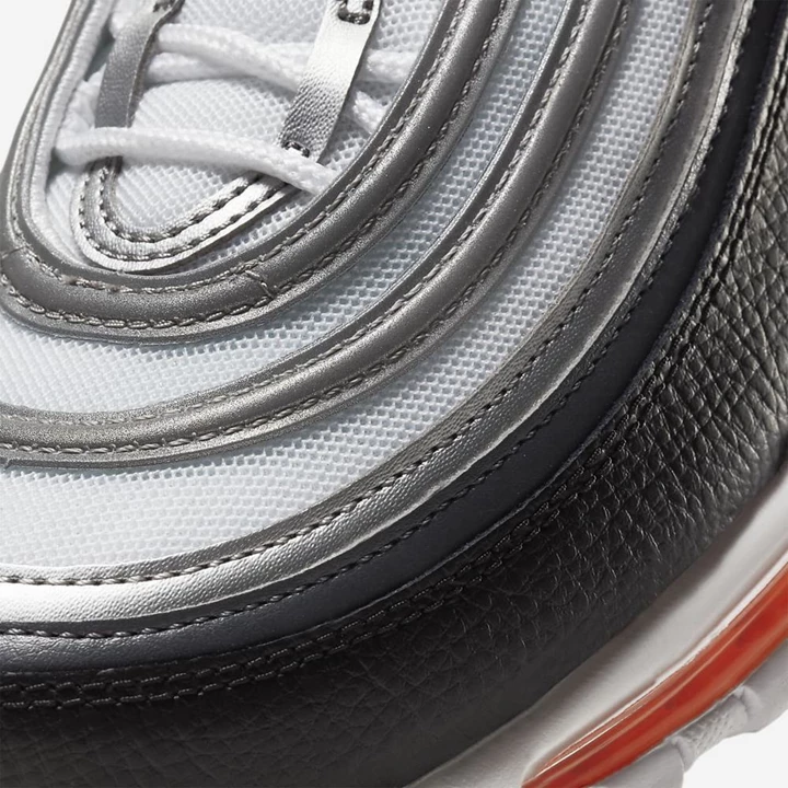 Nike Air Max 97 Spor Ayakkabı Erkek Beyaz Siyah Metal Gümüş Turuncu | TR4259172