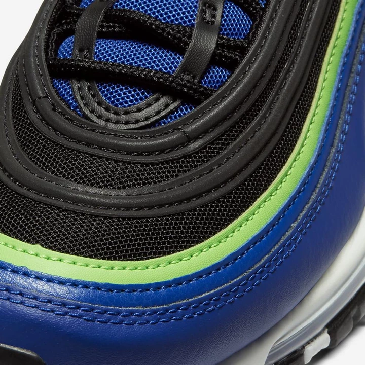 Nike Air Max 97 Spor Ayakkabı Erkek Mavi Siyah Beyaz Yeşil | TR4258228