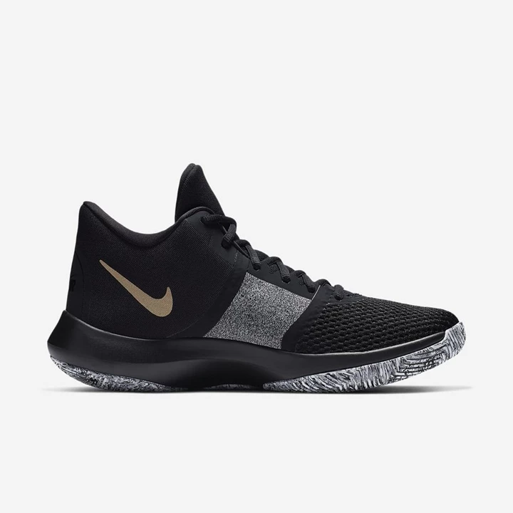 Nike Air Precision II Basketbol Ayakkabısı Kadın Siyah Beyaz Metal Altın | TR4256393