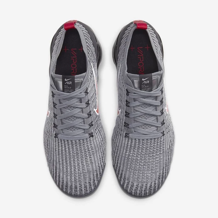 Nike Air VaporMax Spor Ayakkabı Erkek Gri Siyah Gri Kırmızı | TR4258351