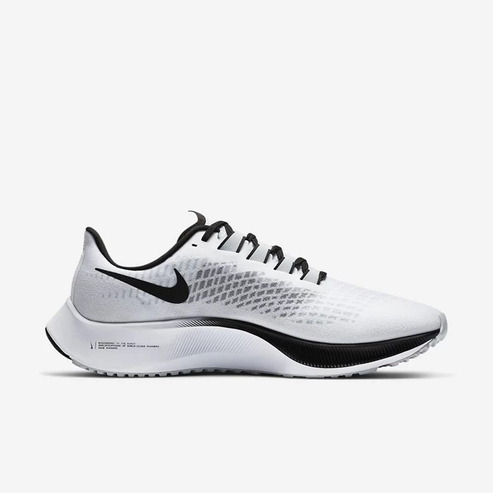 Nike Air Zoom Pegasus 37 Koşu Ayakkabısı Erkek Beyaz Platini Siyah Gümüş | TR4256796