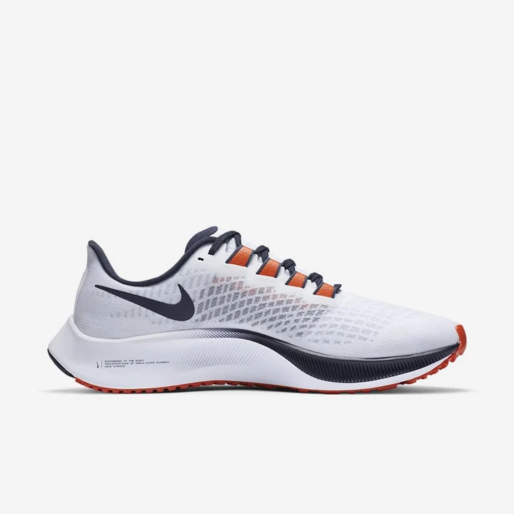 Nike Air Zoom Pegasus 37 Koşu Ayakkabısı Erkek Beyaz Platini Mavi Turuncu | TR4256815