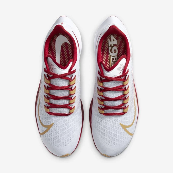 Nike Air Zoom Pegasus 37 Koşu Ayakkabısı Kadın Beyaz Platini Kırmızı Altın | TR4256923
