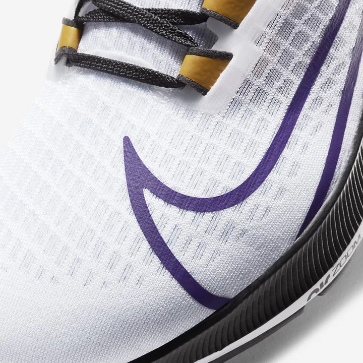 Nike Air Zoom Pegasus 37 Koşu Ayakkabısı Erkek Beyaz Platini Siyah Mor | TR4257780