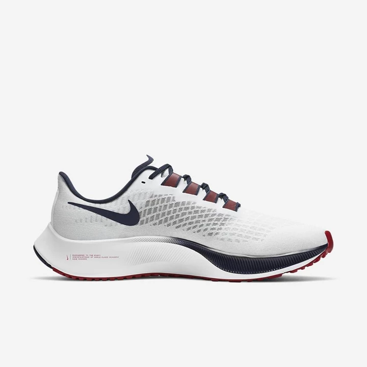 Nike Air Zoom Pegasus 37 Koşu Ayakkabısı Kadın Beyaz Platini Mavi Kırmızı | TR4257800