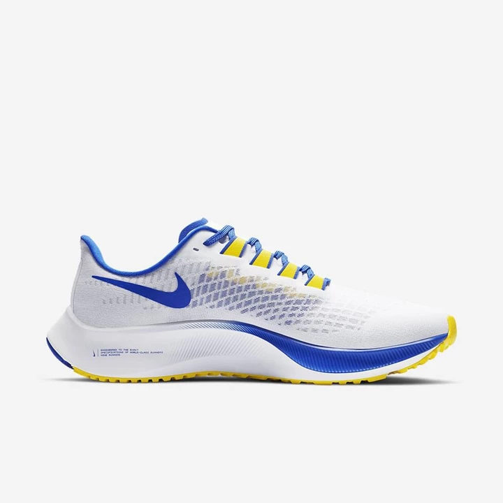 Nike Air Zoom Pegasus 37 Koşu Ayakkabısı Kadın Beyaz Platini Kraliyet Mavisi Altın | TR4258086