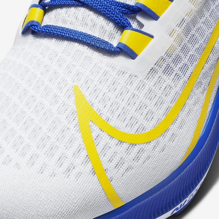 Nike Air Zoom Pegasus 37 Koşu Ayakkabısı Kadın Beyaz Platini Kraliyet Mavisi Altın | TR4258086