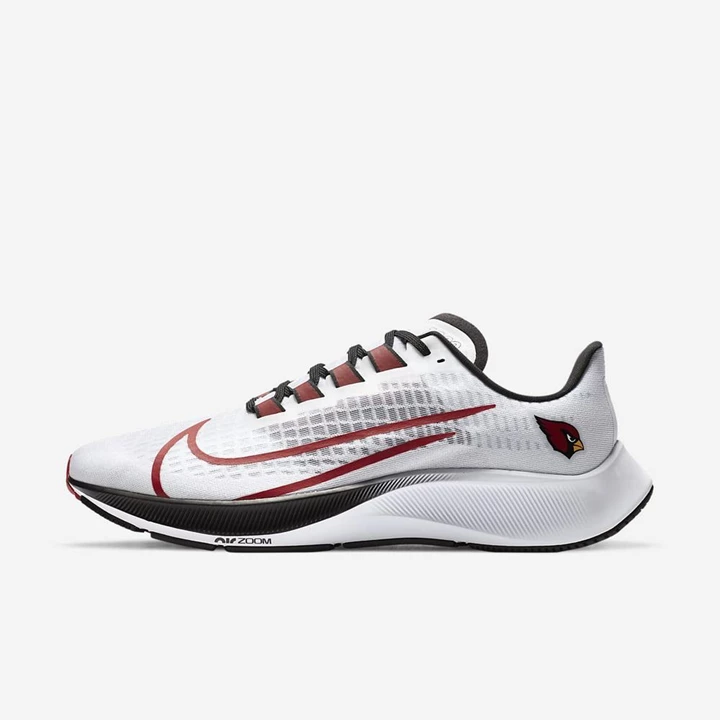 Nike Air Zoom Pegasus 37 Koşu Ayakkabısı Erkek Beyaz Platini Siyah Kırmızı | TR4258139