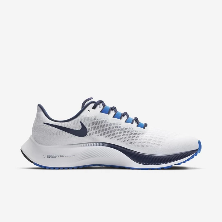Nike Air Zoom Pegasus 37 Koşu Ayakkabısı Erkek Beyaz Platini Lacivert Mavi | TR4258301