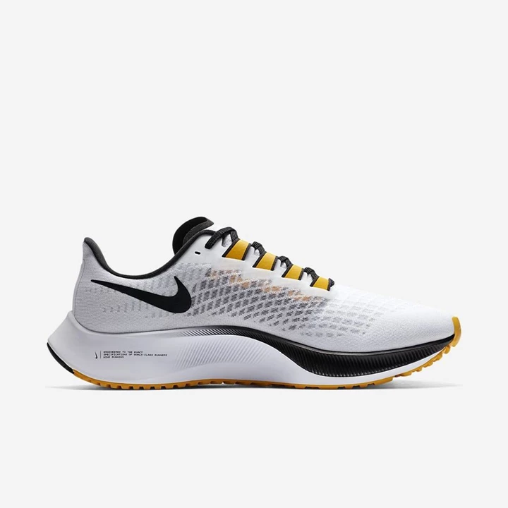 Nike Air Zoom Pegasus 37 Koşu Ayakkabısı Erkek Beyaz Platini Siyah Altın | TR4258353