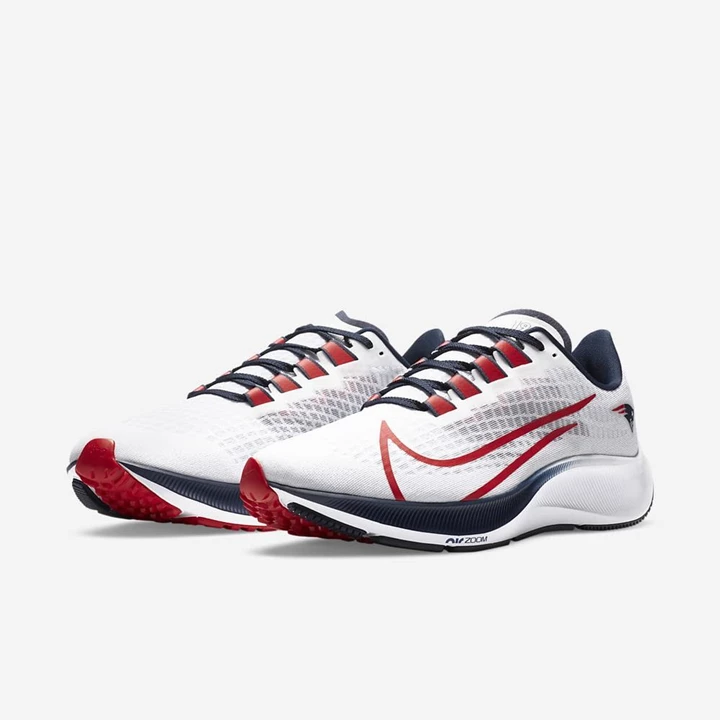 Nike Air Zoom Pegasus 37 Koşu Ayakkabısı Kadın Beyaz Platini Lacivert Kırmızı | TR4258576