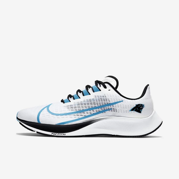 Nike Air Zoom Pegasus 37 Koşu Ayakkabısı Erkek Beyaz Platini Siyah Mavi | TR4258789
