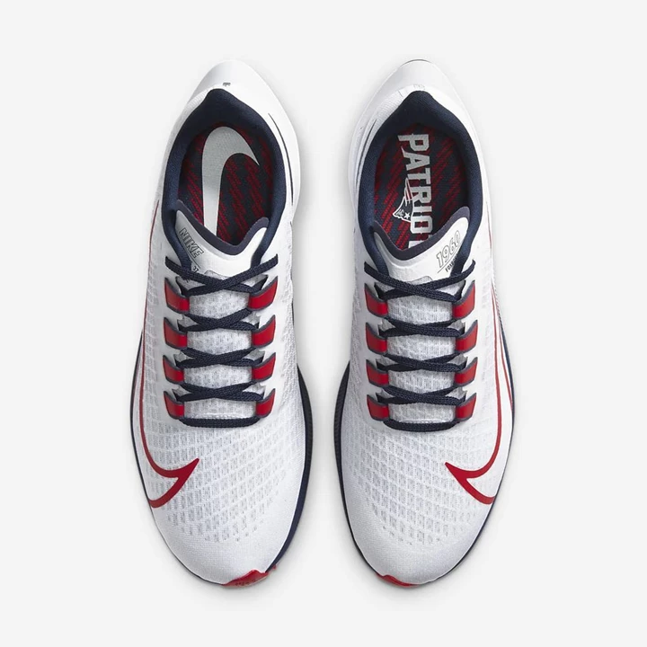 Nike Air Zoom Pegasus 37 Koşu Ayakkabısı Erkek Beyaz Platini Lacivert Kırmızı | TR4258862