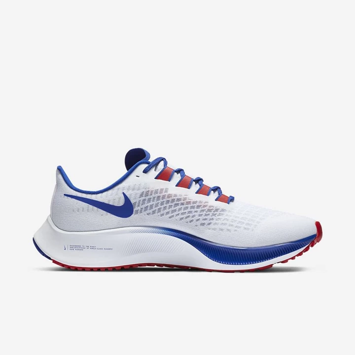 Nike Air Zoom Pegasus 37 Koşu Ayakkabısı Kadın Beyaz Platini Kraliyet Mavisi Kırmızı | TR4259164