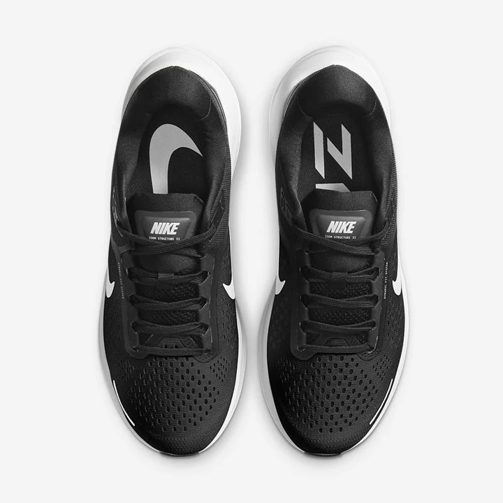 Nike Air Zoom Structure 23 Koşu Ayakkabısı Kadın Siyah Koyu Gri Beyaz | TR4257417