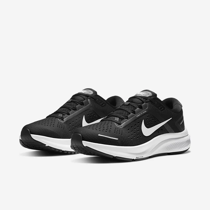 Nike Air Zoom Structure 23 Koşu Ayakkabısı Kadın Siyah Koyu Gri Beyaz | TR4257417