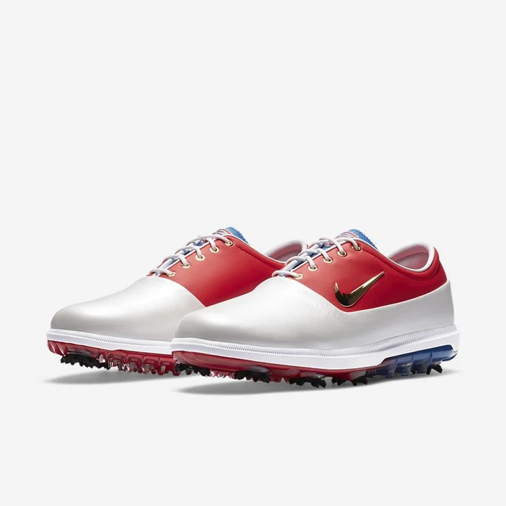 Nike Air Zoom Victory Tour Golf Ayakkabısı Erkek Metal Beyaz Kırmızı Kraliyet Mavisi Metal Altın | TR4258473