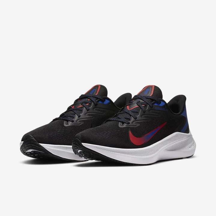Nike Air Zoom Winflo Koşu Ayakkabısı Erkek Siyah Mavi Kırmızı | TR4259214