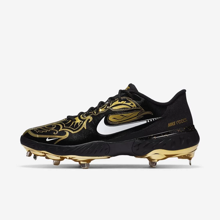 Nike Alpha Huarache Elite 3 Beyzbol Ayakkabısı Kadın Siyah Metal Altın Beyaz | TR4256997