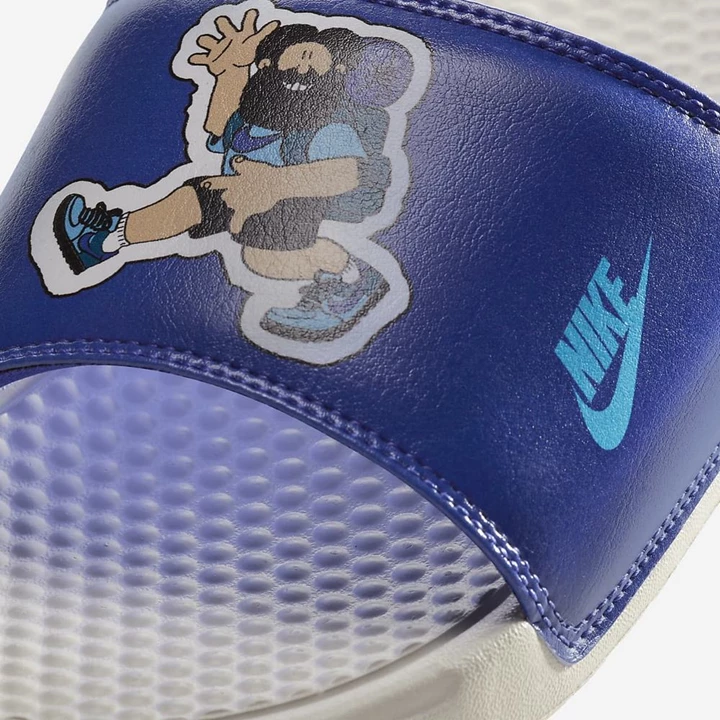 Nike Benassi JDI Terlik Erkek Açık Bej Rengi Mor Mavi | TR4258600