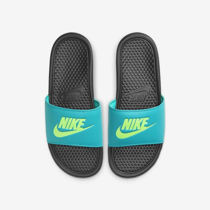 Nike Benassi JDI Terlik Erkek Siyah Açık Turkuaz Yeşil | TR4256430