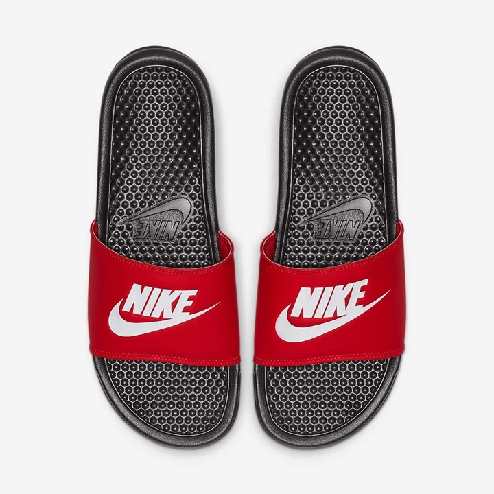 Nike Benassi JDI Terlik Erkek Siyah Kırmızı Beyaz | TR4258333