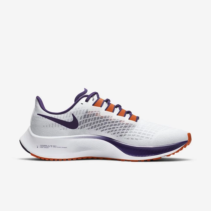 Nike College Zoom Pegasus 37 Koşu Ayakkabısı Erkek Beyaz Platini Mor Turuncu | TR4256543