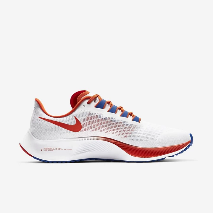Nike College Zoom Pegasus 37 Koşu Ayakkabısı Erkek Beyaz Platini Turuncu Kraliyet Mavisi | TR4256580