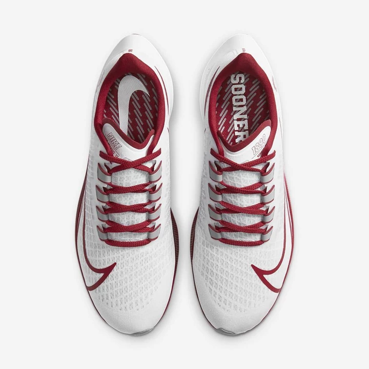 Nike College Zoom Pegasus 37 Koşu Ayakkabısı Erkek Beyaz Platini Kırmızı Gri | TR4257513
