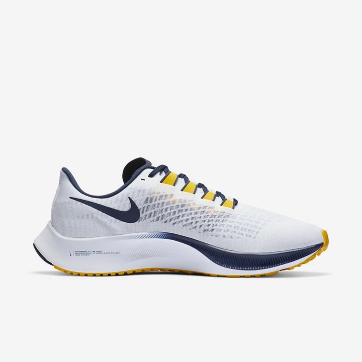 Nike College Zoom Pegasus 37 Koşu Ayakkabısı Erkek Beyaz Platini Lacivert Altın | TR4258064