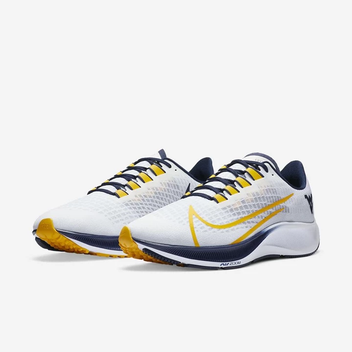 Nike College Zoom Pegasus 37 Koşu Ayakkabısı Erkek Beyaz Platini Lacivert Altın | TR4258064