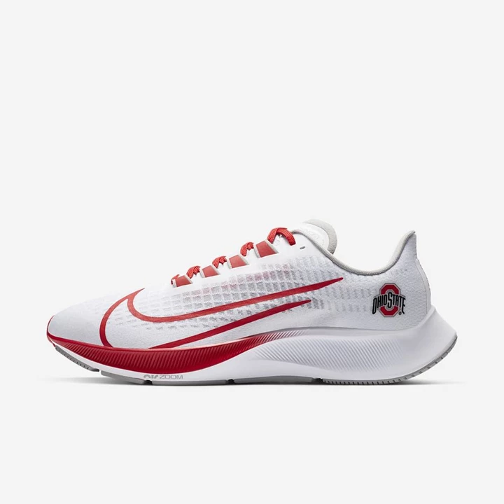 Nike College Zoom Pegasus 37 Koşu Ayakkabısı Erkek Beyaz Platini Mavi Gri Kırmızı | TR4258491