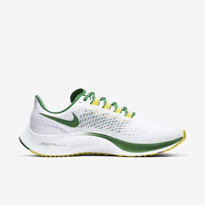 Nike College Zoom Pegasus 37 Koşu Ayakkabısı Erkek Beyaz Platini Yeşil Sarı | TR4259264