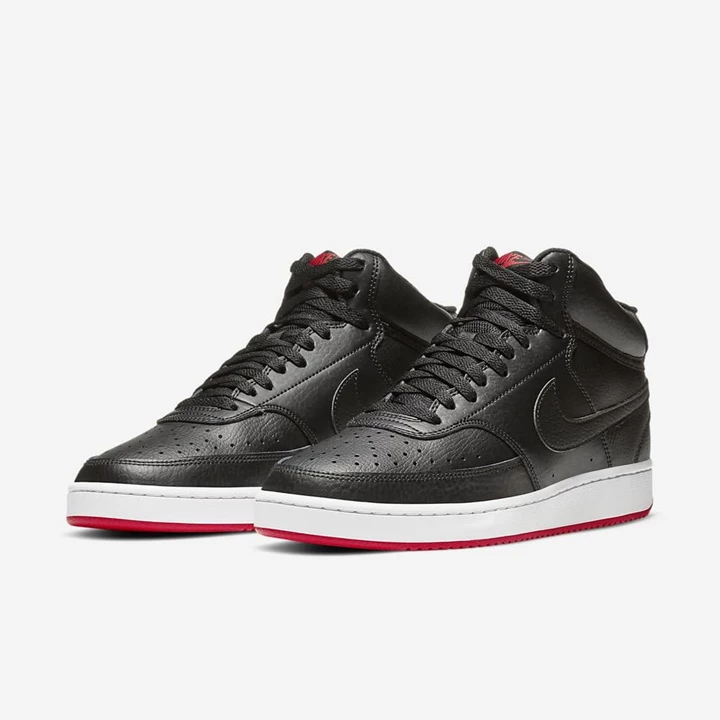 Nike Court Vision Spor Ayakkabı Erkek Siyah Kırmızı Siyah | TR4256521