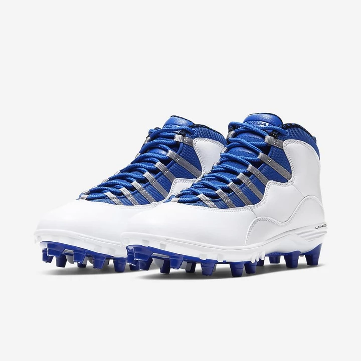 Nike Jordan 10 Krampon Erkek Beyaz Açık Gri Kraliyet Mavisi | TR4256749