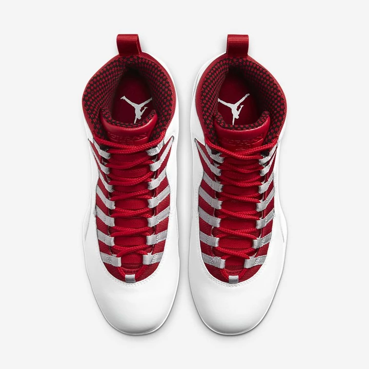 Nike Jordan 10 Krampon Erkek Beyaz Açık Gri Kırmızı | TR4259107