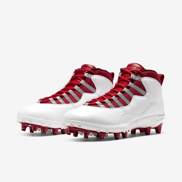 Nike Jordan 10 Krampon Erkek Beyaz Açık Gri Kırmızı | TR4259107