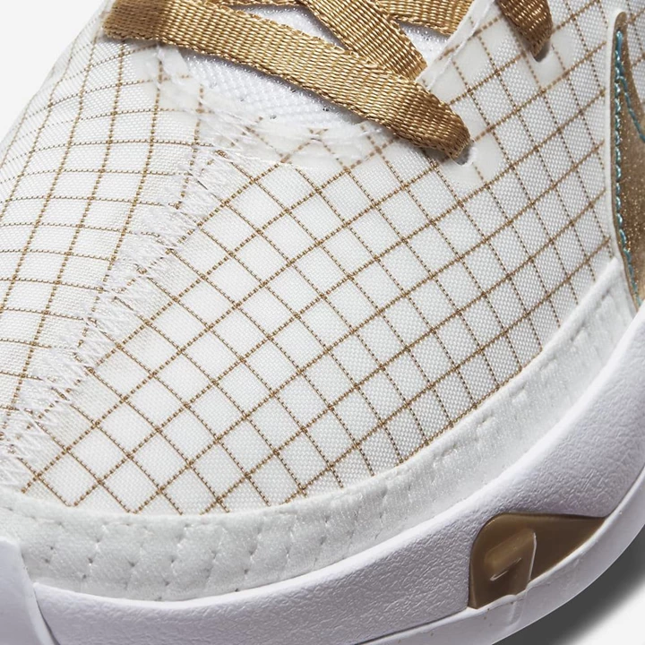 Nike KD13 Basketbol Ayakkabısı Erkek Beyaz Mavi Beyaz Metal Altın | TR4258404