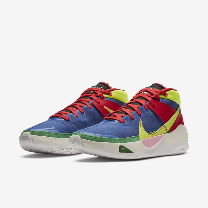 Nike KD13 Basketbol Ayakkabısı Erkek Kraliyet Mavisi Platini Limon | TR4258747
